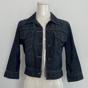 Lucky Brand Cropped Denim Jacket, 3/4 Sleeve, Size Small